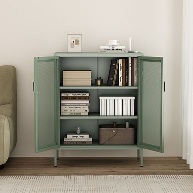 MANHATTAN COMFORT Amelia 32-Inch Metal Accent Cabinet with 3 Shelves