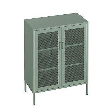 MANHATTAN COMFORT Amelia 32-Inch Metal Accent Cabinet with 3 Shelves