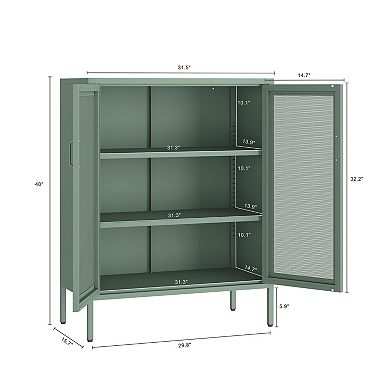 MANHATTAN COMFORT Amelia 32-Inch Metal Accent Cabinet with 3 Shelves