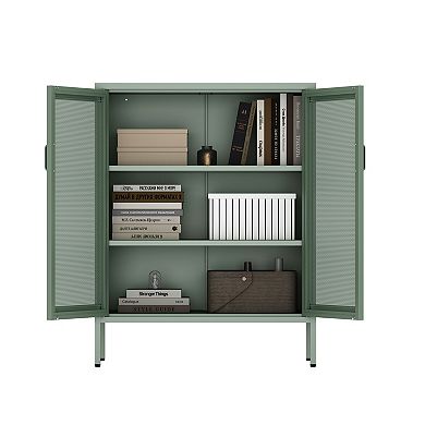 MANHATTAN COMFORT Amelia 32-Inch Metal Accent Cabinet with 3 Shelves