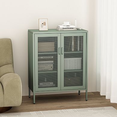 MANHATTAN COMFORT Amelia 32-Inch Metal Accent Cabinet with 3 Shelves