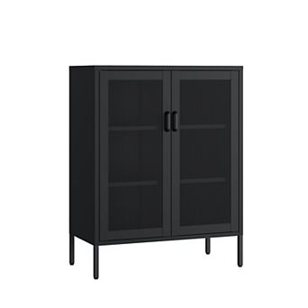 MANHATTAN COMFORT Amelia 32-Inch Metal Accent Cabinet with 3 Shelves