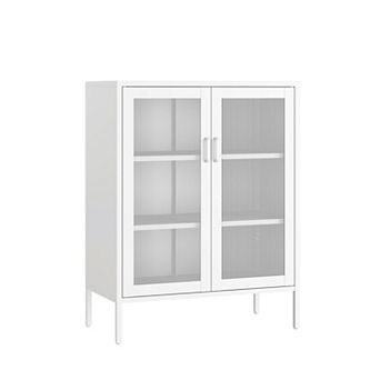 MANHATTAN COMFORT Amelia 32-Inch Metal Accent Cabinet with 3 Shelves