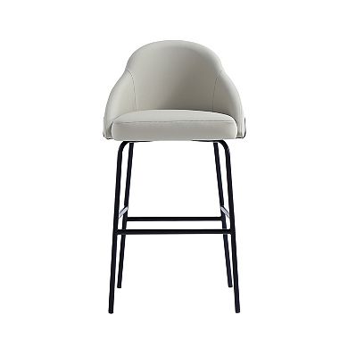 MANHATTAN COMFORT Gracie Upholstered Metal Barstool with Backrest