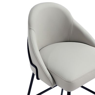 MANHATTAN COMFORT Gracie Upholstered Metal Barstool with Backrest