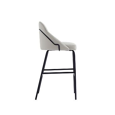 MANHATTAN COMFORT Gracie Upholstered Metal Barstool with Backrest