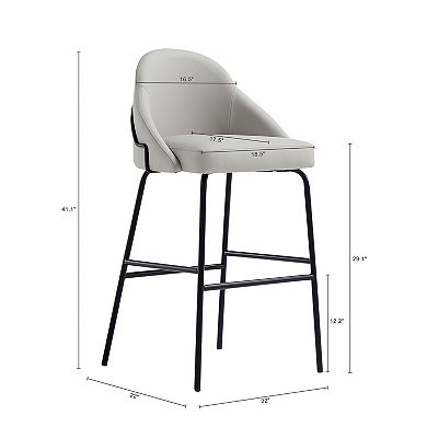 MANHATTAN COMFORT Gracie Upholstered Metal Barstool with Backrest