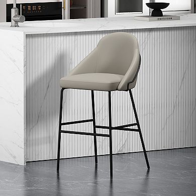 MANHATTAN COMFORT Gracie Upholstered Metal Barstool with Backrest