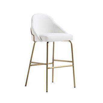 MANHATTAN COMFORT Gracie Upholstered Metal Barstool with Backrest