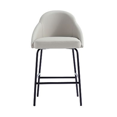 MANHATTAN COMFORT Gracie Upholstered Metal Counter Stool with Backrest