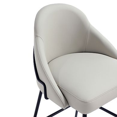 MANHATTAN COMFORT Gracie Upholstered Metal Counter Stool with Backrest