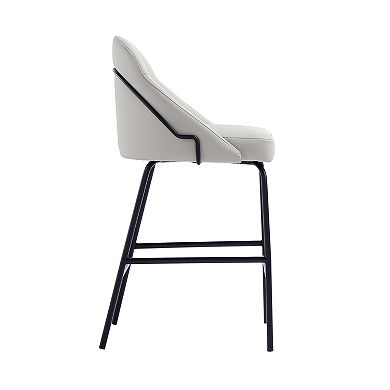 MANHATTAN COMFORT Gracie Upholstered Metal Counter Stool with Backrest