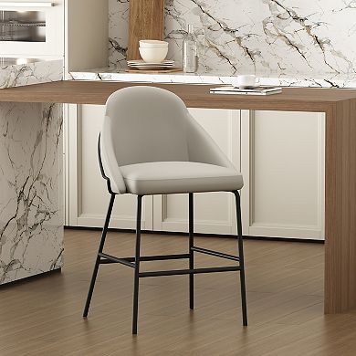 MANHATTAN COMFORT Gracie Upholstered Metal Counter Stool with Backrest
