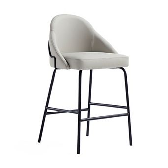 MANHATTAN COMFORT Gracie Upholstered Metal Counter Stool with Backrest