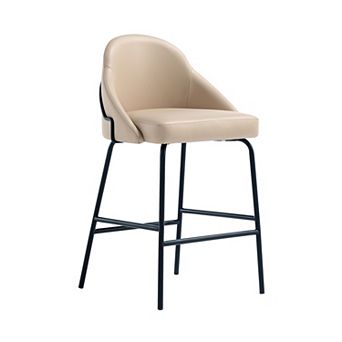 MANHATTAN COMFORT Gracie Upholstered Metal Counter Stool with Backrest