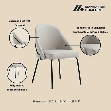 MANHATTAN COMFORT Gracie Upholstered Metal Dining Chair with Backrest