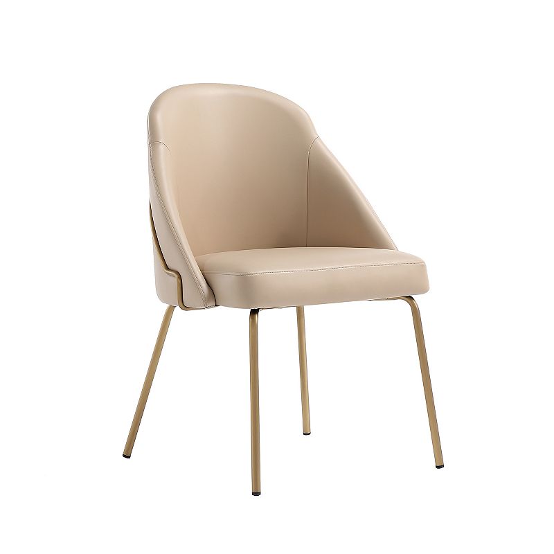 MANHATTAN COMFORT Gracie Upholstered Metal Dining Chair with Backrest, And Gold
