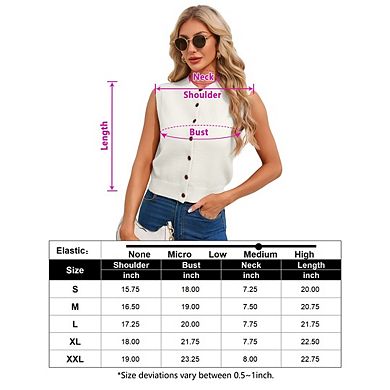 Women's Button Up Sweater Vest Crewneck Sleeveless Knit Sweater Tank Top