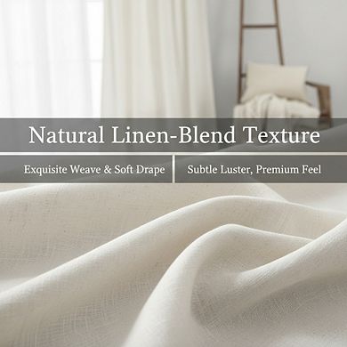 KSIZUIS 120" Floor-to-Ceiling Curtains - Neutral Farmhouse Back Tab Drapes, Light Filtering