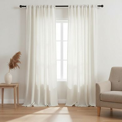 KSIZUIS 120" Floor-to-Ceiling Curtains - Neutral Farmhouse Back Tab Drapes, Light Filtering