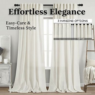 KSIZUIS 120" Floor-to-Ceiling Curtains - Neutral Farmhouse Back Tab Drapes, Light Filtering