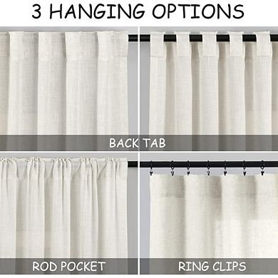 KSIZUIS 120" Floor-to-Ceiling Curtains - Neutral Farmhouse Back Tab Drapes, Light Filtering