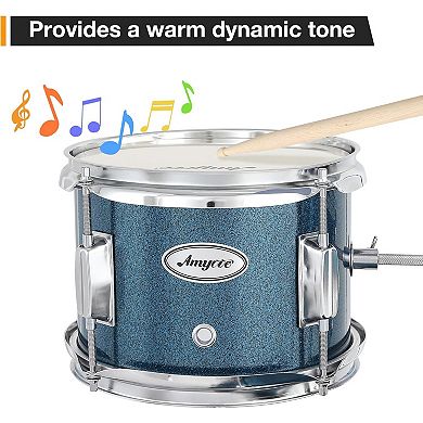 3-Piece Drum Set with Bass Drum, Tom, Cymbal, Sticks, Pedal & Stool, Beginner Percussion Kit