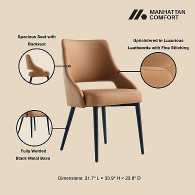 MANHATTAN COMFORT Tremont Upholstered Metal Dining Chair with Backrest