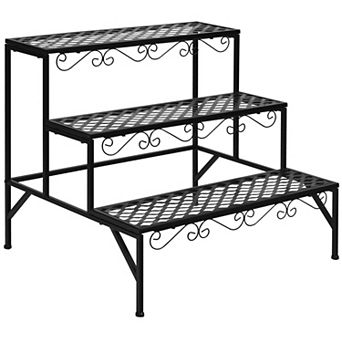 Costway 3 tier Metal Plant Stand Ladder Flower Pot Rack Decorative Planter Holder