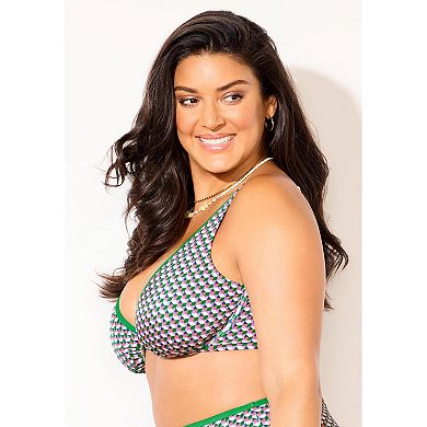 Swimsuits for All Women's Shimmer Contrast Trim Underwire Bikini Top