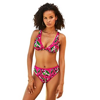 Swimsuits for All Women's Shimmer Contrast Trim Underwire Bikini Top
