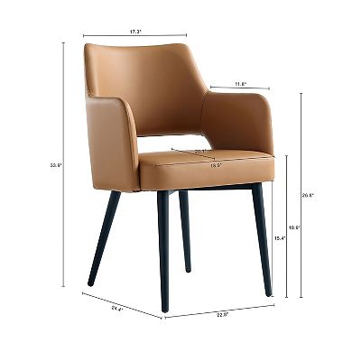 MANHATTAN COMFORT Tremont Upholstered Metal Dining Armchair with Armrests