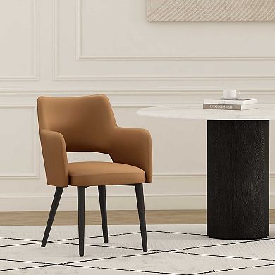 MANHATTAN COMFORT Tremont Upholstered Metal Dining Armchair with Armrests