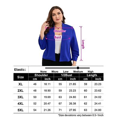 Women's Plus Size Thin Shrugs 3/4 Sleeve Lightweight Cropped Tops Open Front Cardigan