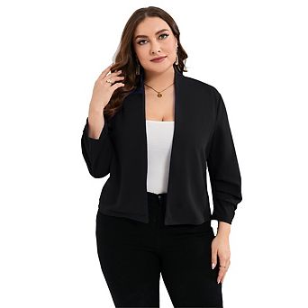 Women's Plus Size Thin Shrugs 3/4 Sleeve Lightweight Cropped Tops Open Front Cardigan