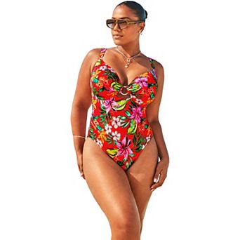 Swimsuits for All Women's Shimmer Ring Underwire One Piece Swimsuit