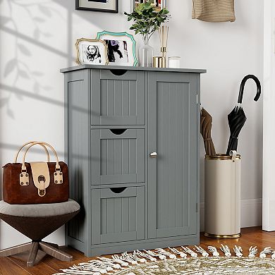 Bathroom Floor Side Storage Cabinet with 3 Drawers and 1 Cupboard