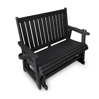 HIPS Patio Glider 2-Person with Cup Holders, All-Weather Resistant for Outdoor