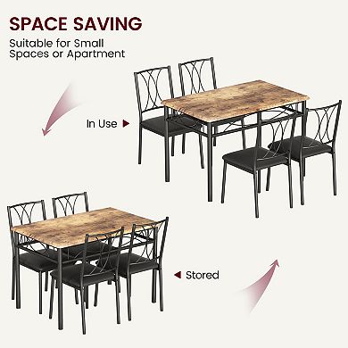 Dining Table Set for 4 with Upholstered Chairs, Rectangular Kitchen Table for Small Space