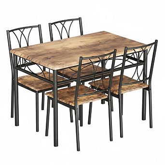 Dining Table Set for 4 with Upholstered Chairs, Rectangular Kitchen Table for Small Space