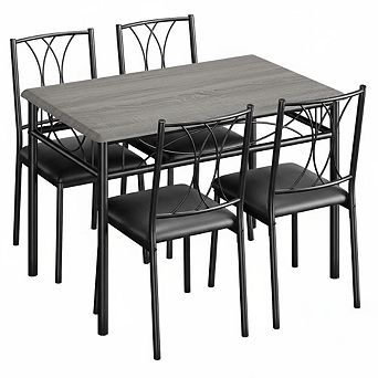 Dining Table Set for 4 with Upholstered Chairs, Rectangular Kitchen Table for Small Space