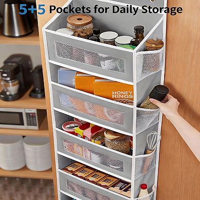 Over The Door 5 Shelf Storage Organizer, 44LB Load, 10 Pockets, Easy Access