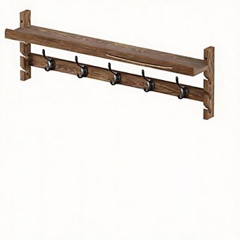 Wall Hooks With Shelf Entryway Coat Rack 28.9"