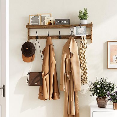 Wall Hooks With Shelf Entryway Coat Rack 28.9"