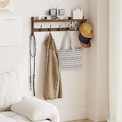 Wall Hooks With Shelf Entryway Coat Rack 28.9"