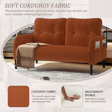 GOODSILO Comfortable Corduroy Double Sofa for Living Rooms and Bedrooms