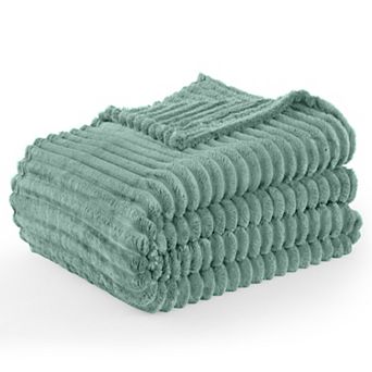 Lux Decor Stripe Fleece Blankets- Cozy Soft, Warm & Lightweight Blankets for Couch, Sofa, Bed