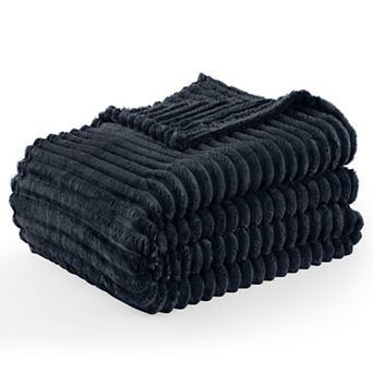 Lux Decor Stripe Fleece Blankets- Cozy Soft, Warm & Lightweight Blankets for Couch, Sofa, Bed