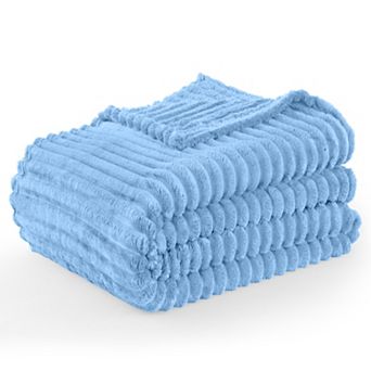 Lux Decor Stripe Fleece Blankets- Cozy Soft, Warm & Lightweight Blankets for Couch, Sofa, Bed