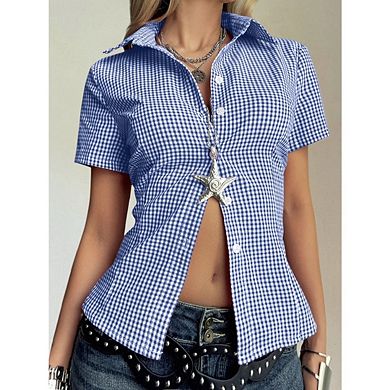 Casual Shirts for Women Long Sleeve Button Down Blouses Basic Solid Color Tops with Pockets